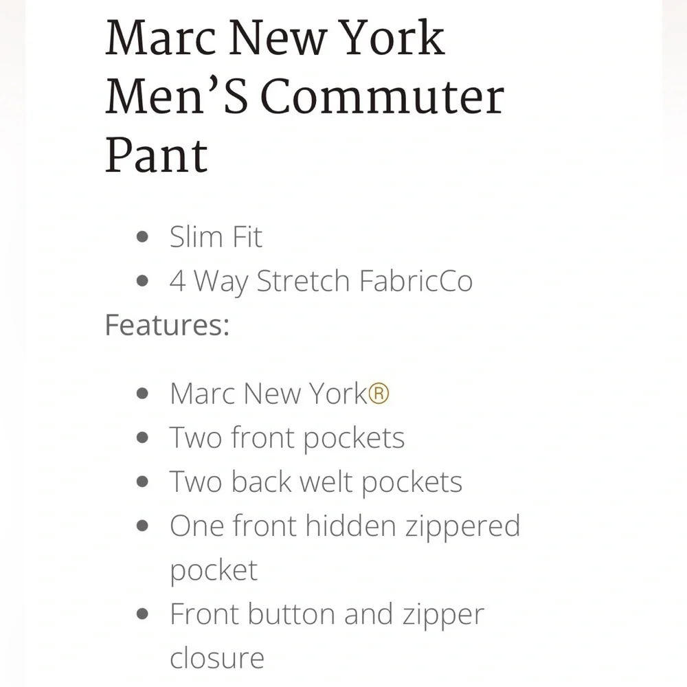 Marc New York Commuter Pants 38x34